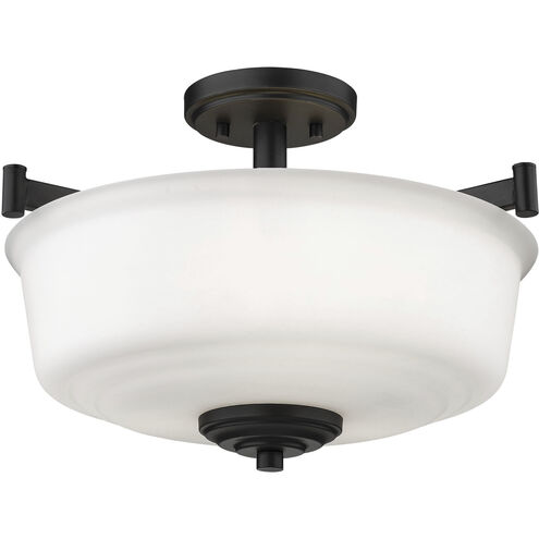 Burbank 3 Light 17 inch Matte Black Indoor Semi-Flush Ceiling Light